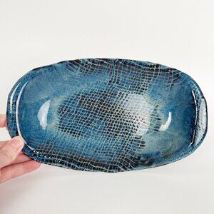 Vintage Handmade Ceramic Shallow Pottery Tray Trinket Dish Rustic Hand Made Gift